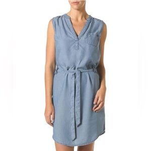 Jag Jeans Abra Chambray Light Blue Dotted Tie Dress